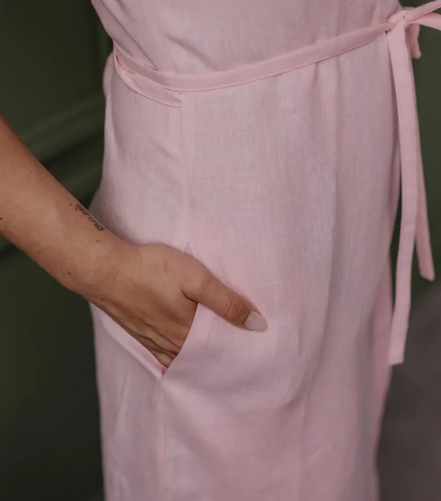 Linen wrap dress Olivia - Cotton Candy