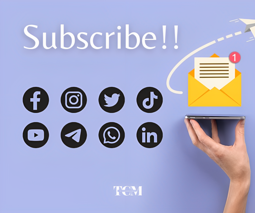 subscribing to newsletter and social media
